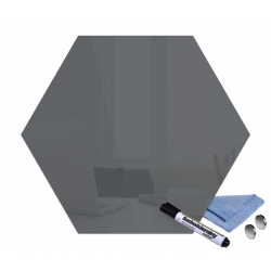 Szklana tablica magnetyczna sześciokąt 40x34,5 cm CIEMNY SZARY